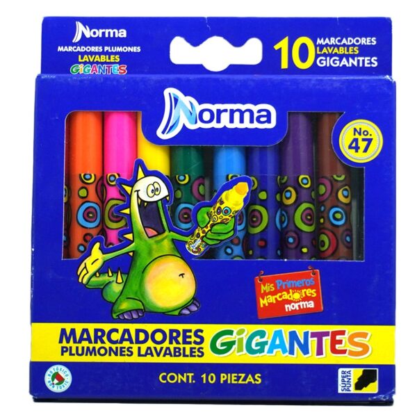 MARCADOR LAVABLE GIGANTE C/10 NORMA 6106