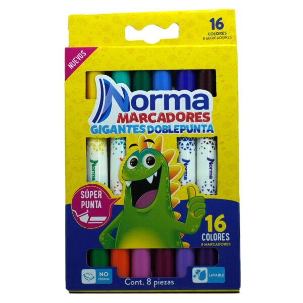 MARCADOR LAVABLE GIGANTE D/PUNTA C/8 NORMA  6113