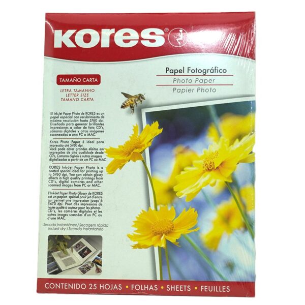 PAPEL FOTOGRAFICO TAMA?O CARTA KORES C/25  HJAS  73501P