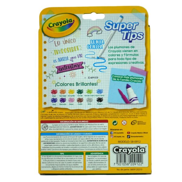 PLUMON DELGADO LAVABLE SUPER TIPS C/12  CRAYOLA 9122