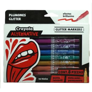 PLUMON GLITTER MARKERS PUNTA RETRACTIL  CRAYOLA C/8