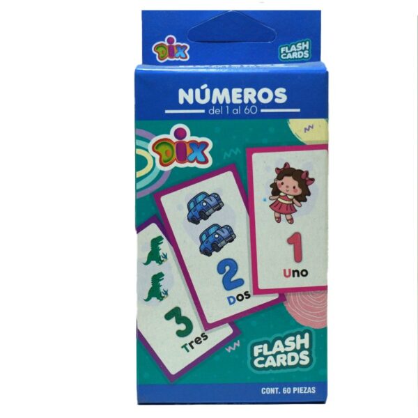 TARJETAS DIDACTICAS FLASH CARDS NUMEROS 1 AL  60 C/60 PZAS 398 DIX