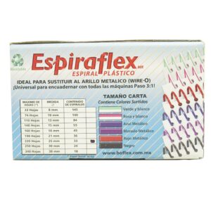 ARILLO ESPIRAL PLASTICO COLOR/NEGRO  ESPIRAFLEX 25MM 220H 33 PZAS