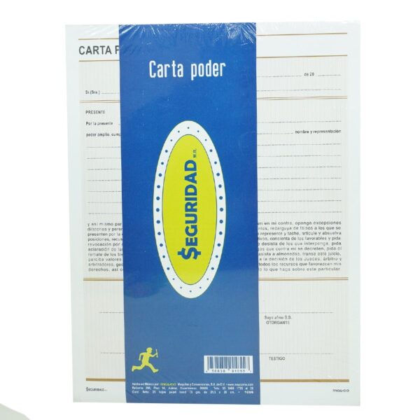 BLOCK CARTA PODER C/50 HOJAS SEGURIDAD/DIPAO  PAQUETE C/5 PIEZAS
