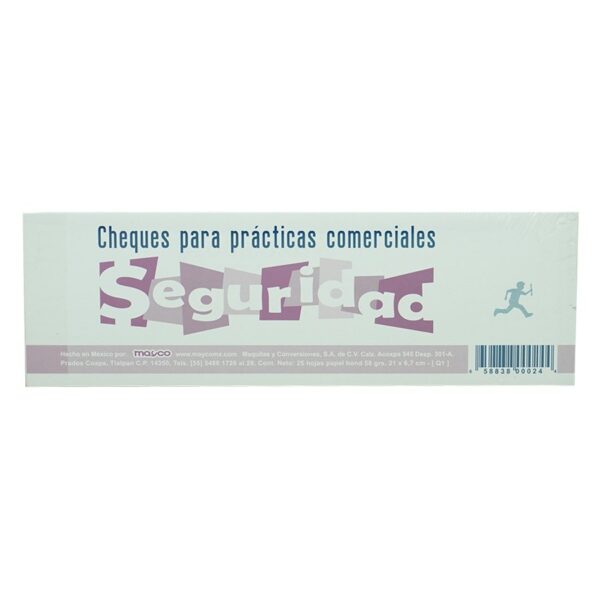 BLOCK CHEQUE PARA PRACTICAS COMERCIALES  SEGURIDAD PAQ C/10 BLOCKS