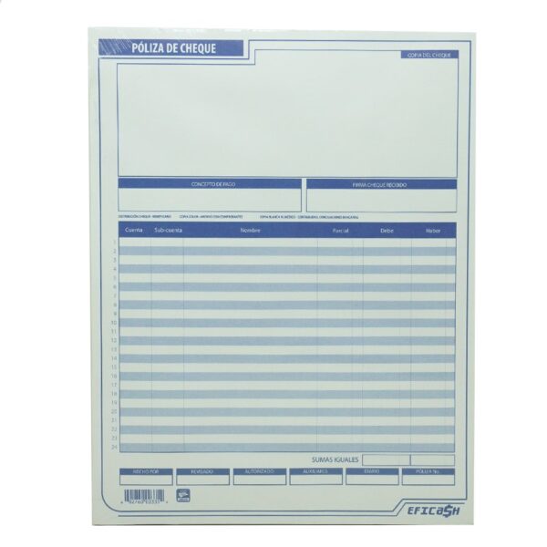 BLOCK CHEQUE POLIZA T/CARTA EFICASH 0335 PAQ  C/5