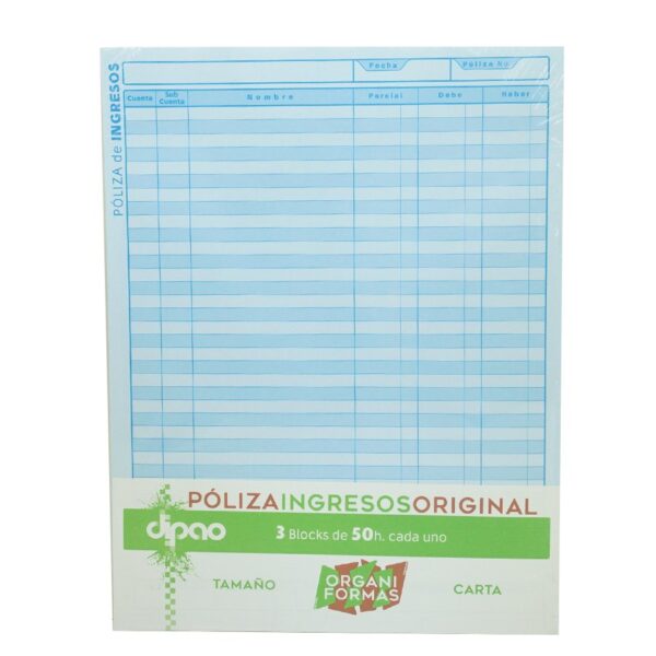 BLOCK POLIZA DE INGRESO DIPAO PAQ/3 BLOCKS 50  H PIC-50