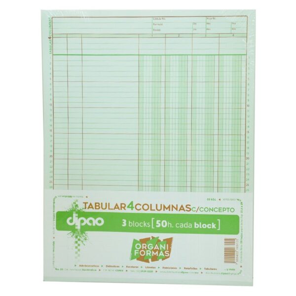 BLOCK TABULAR 4 COL. C/CONC. 50H C/3 TC450  DIPAO