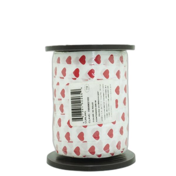 CURLING # 2 DECORADO 200 MT 02 ROJO  CORAZONES