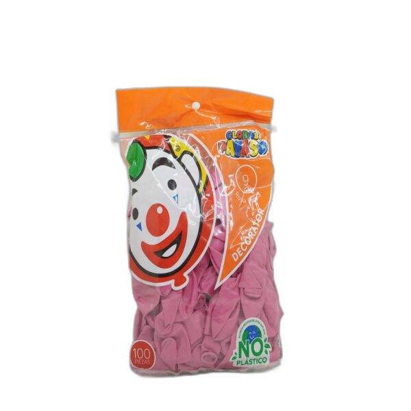 GLOBO PAYASO #9  1 SOLO COLOR C/100 FUCSIA