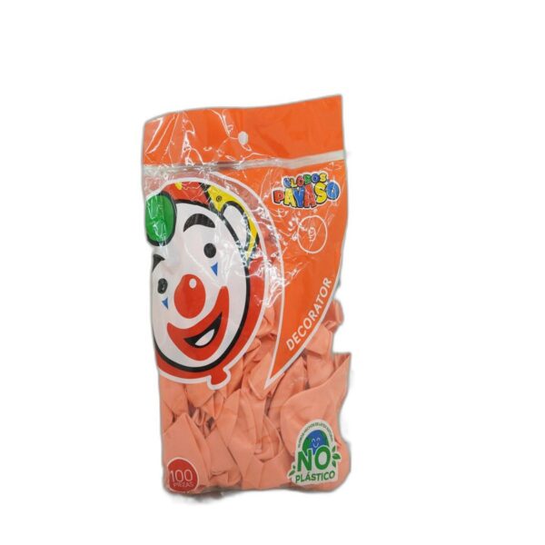 GLOBO PAYASO #9  1 SOLO COLOR C/100 SALMON