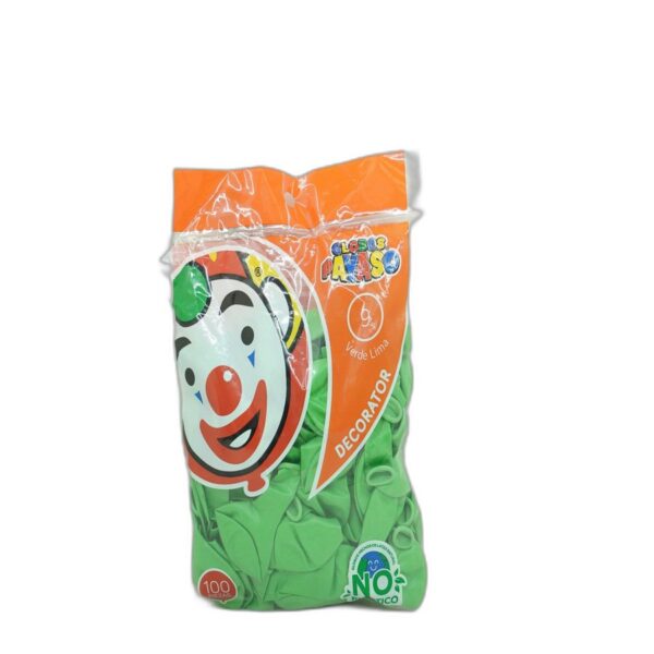 GLOBO PAYASO #9  1 SOLO COLOR C/100 VERDE  LIMA