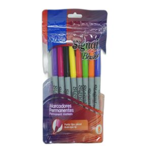 MARCADOR PERM. SIGNAL BRUSH PUNTA PINCEL C/8  PZAS AZOR