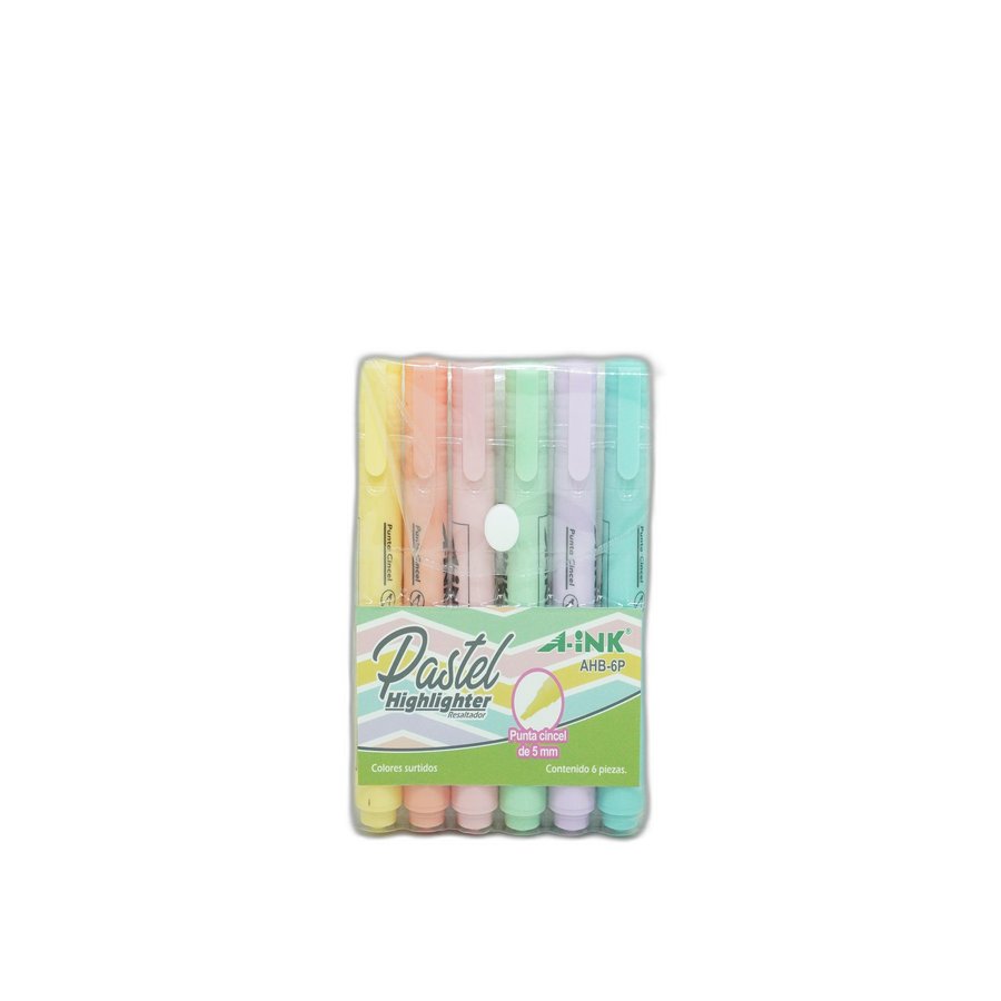 MARCATEXTOS A-INK COLORES PASTEL SURT C/6  PZAS A-INK AHB-6P