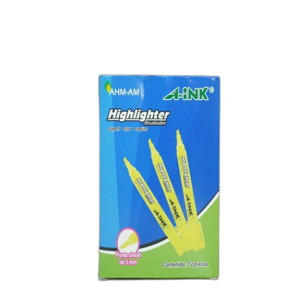 MARCATEXTOS A-INK HIGHLIGHTER AMARILLO C/12  PZAS ARTLINE