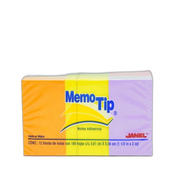 MEMOTIP JANEL 1.5*2 NEON C/12 BLOCK
