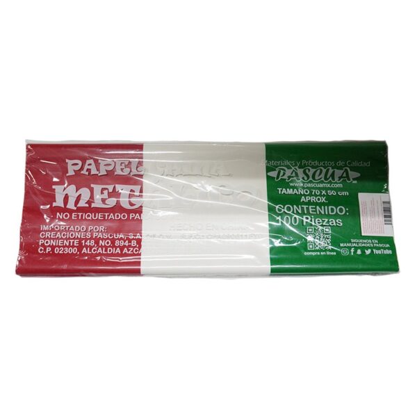 PAPEL CHINA C/100 TRICOLOR PASCUA