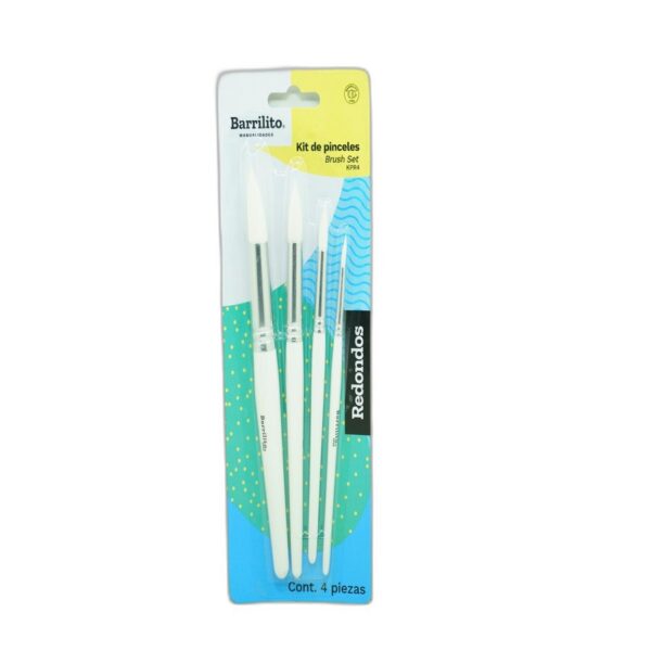 PINCEL KIT DE PINCELES REDONDOS C/4 BARRILITO  KPR4