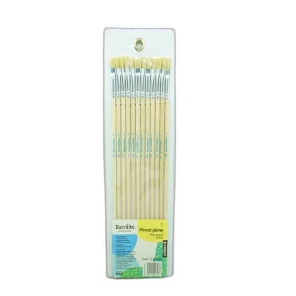 PINCEL PLANO P/OLEO C/12 P100-8  BARRILITO