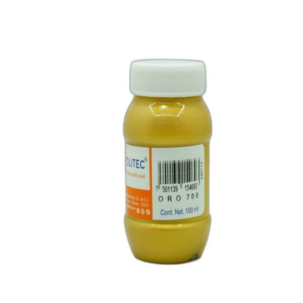 PINTURA ACRILICA POLITEC 100 ML METALICA ORO  700 CAJA C/6