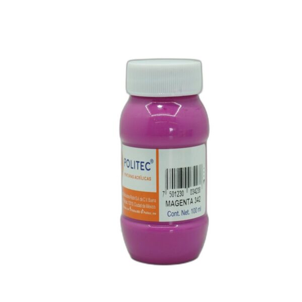 PINTURA ACRILICA POLITEC 100 ML RODIN MAGENTA  342 CAJA C/6