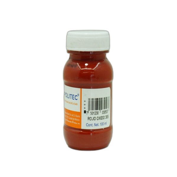 PINTURA ACRILICA POLITEC 100 ML RODIN ROJO  OXIDO 305 CAJA C/6