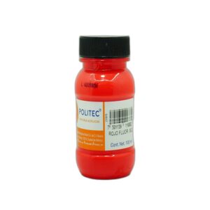 PINTURA ACRILICA POLITEC 100 ML ROJO  FLUORESCENTE 802 CAJA C/6
