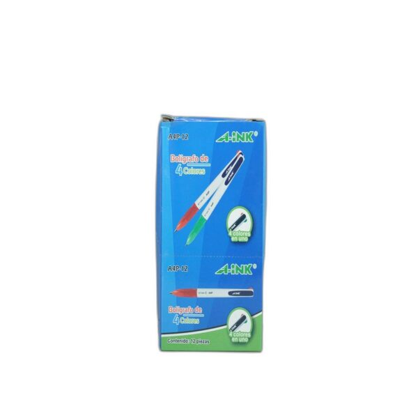 PLUMA 4 COLORES A4P-12 A-INK CAJA C/12 PZAS