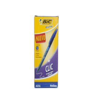 PLUMA BIC CLIC RETRACTIL P/MED1.0 AZUL 12 PZA