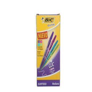 PLUMA BIC CLIC RETRACTIL P/MED1.0 SURTIDO  FASHION C/12