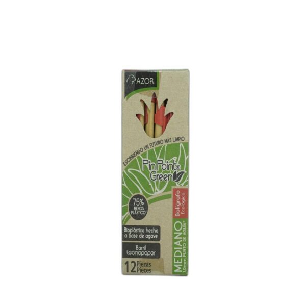 PLUMA PIN POINT GREEN P/M 1.0 ROJO AZOR C/12