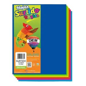 HOJA COLOR NEON C/250 SURTIDO DIEM