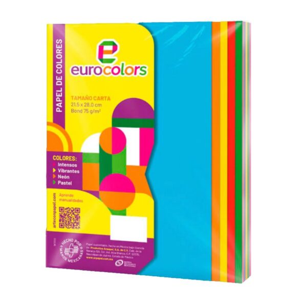 HOJA COLOR NEON C/50 ARCOIRIS INTENSOS  SURTIDA EUROCOLOR EC0033