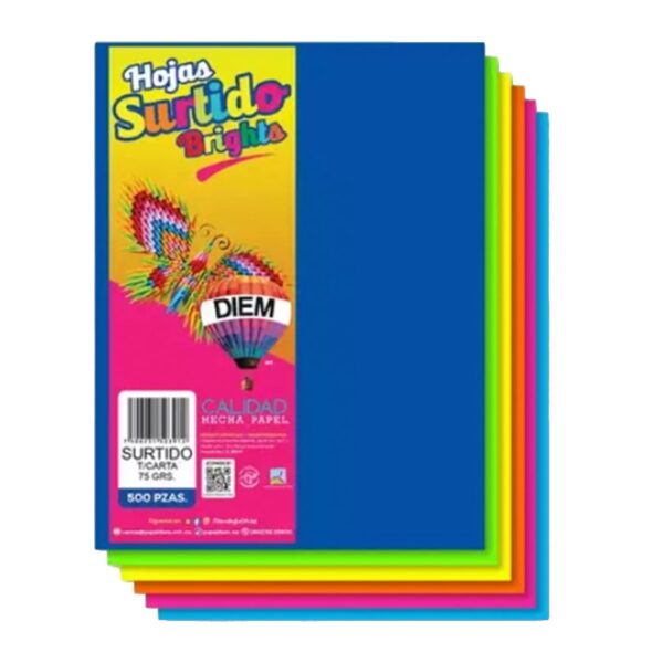 HOJA COLOR NEON C/500 SURTIDO DIEM