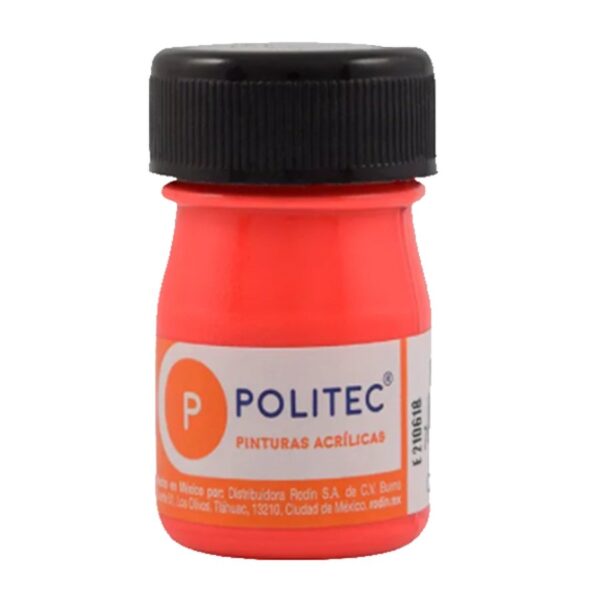 PINTURA ACRILICA 20 ML POLITEC ROJO  FLUORESCENTE 802 CAJA C/12