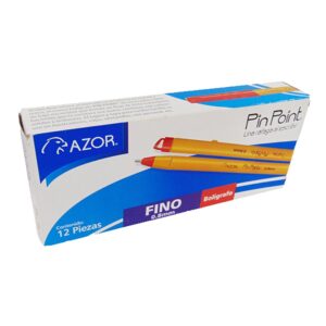 PLUMA PIN POINT P/F CUERPO AMARILLO ROJO C/12 PZA AZOR