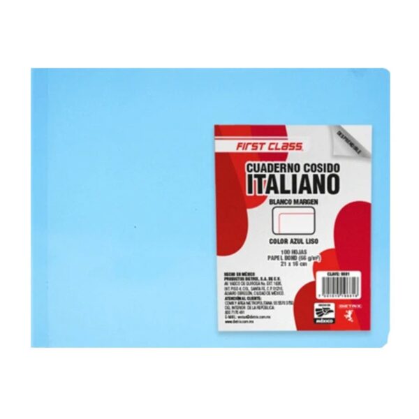 CUADERNO ITALIANO COSIDO FIRST CLASS DIETRIX  9653 BLANCO