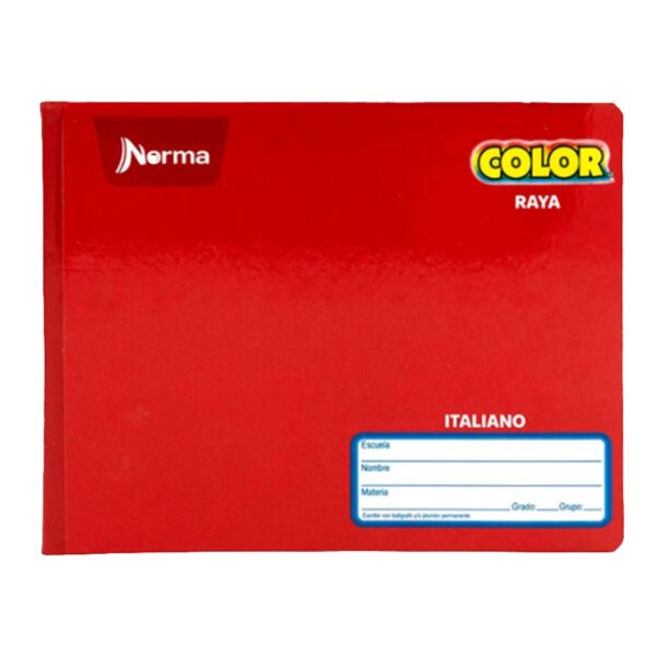 CUADERNO ITALIANO COSIDO NORMA COLOR RAYA  100H
