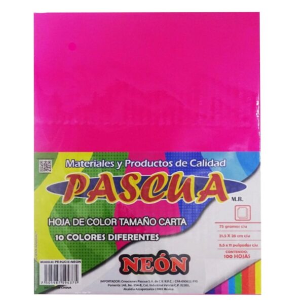 HOJA COLOR BASICO/NEON PE-HJCIE-BAS PASCUA C/100