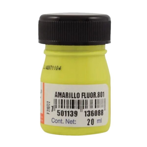 PINTURA ACRILICA 20 ML POLITEC AMARILLO  FLUORESCENTE 801 CAJA C/12