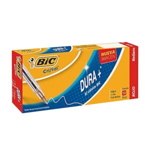 PLUMA BIC DURA+ P/ MED 1.0 ROJO C/12 PZA